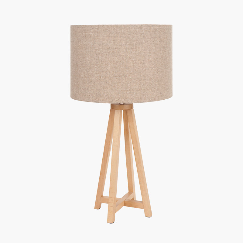 Table Lamp, Brown, Linen, Beige