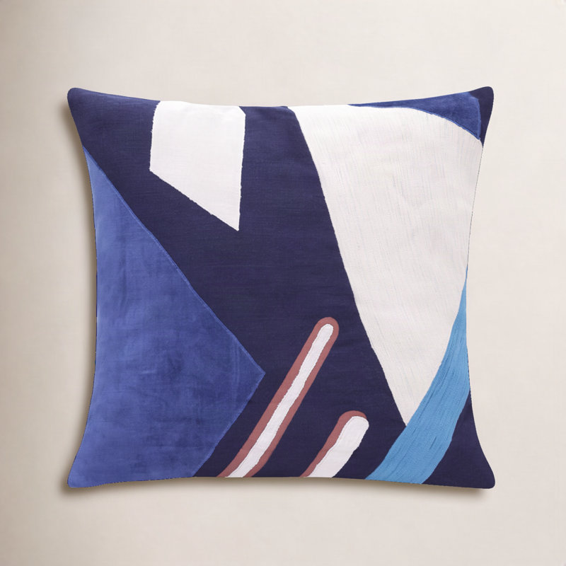 Astri Modern Patchwork Handmade Cotton Decorative Throw Pillow Cover, Square 18", Blue/Multicolor