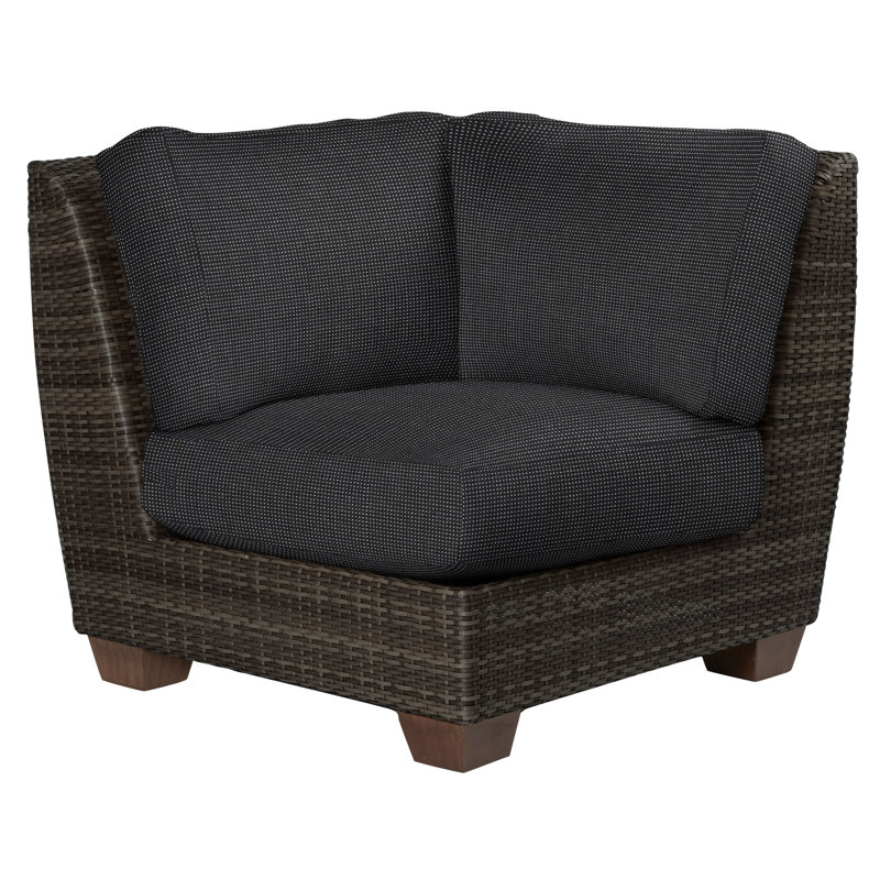Saddleback Outdoor Corner Wedge Lounge Chair, Canvas Bird's Eye Sunbrella® Canvas, Coffee