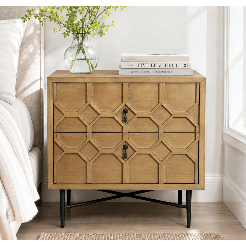 Samara 2-drawer Small Nightstand - Natural, Tan