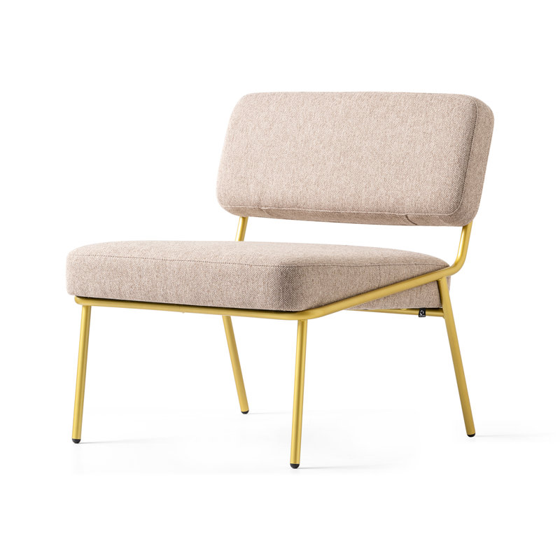 Sixty Upholstered Lounge Chair with Metal Frame, Black, Painted Brass