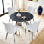Ensemble de table de salle à manger 42 po avec 4 chaises en polyuréthane de luxe moderne, résistant aux taches, capacité de 350 lb (noir)-1476576647