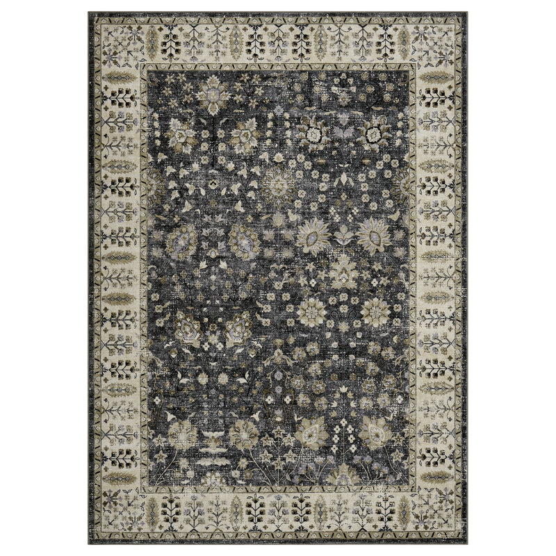 Area Rugs North African Boho Area Rug for Living Room – Machine Washable, Low Pile, Non-Slip Carpet for Living Room, Bedroom, Kitchen & Hallway,