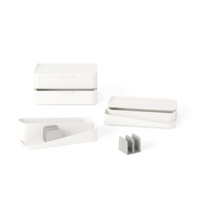 White Recycled Plastic Stackable Makeup Organizer with Drawers