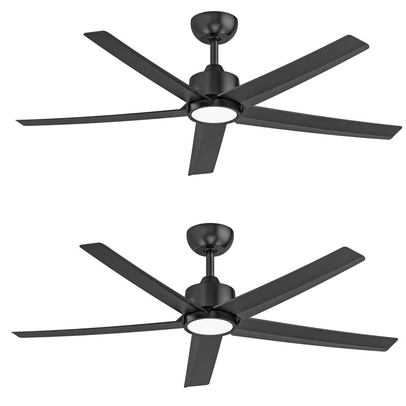 2 pièces 52 "ventilateur de plafond avec lumières DEL Émileo, Noir, Noir