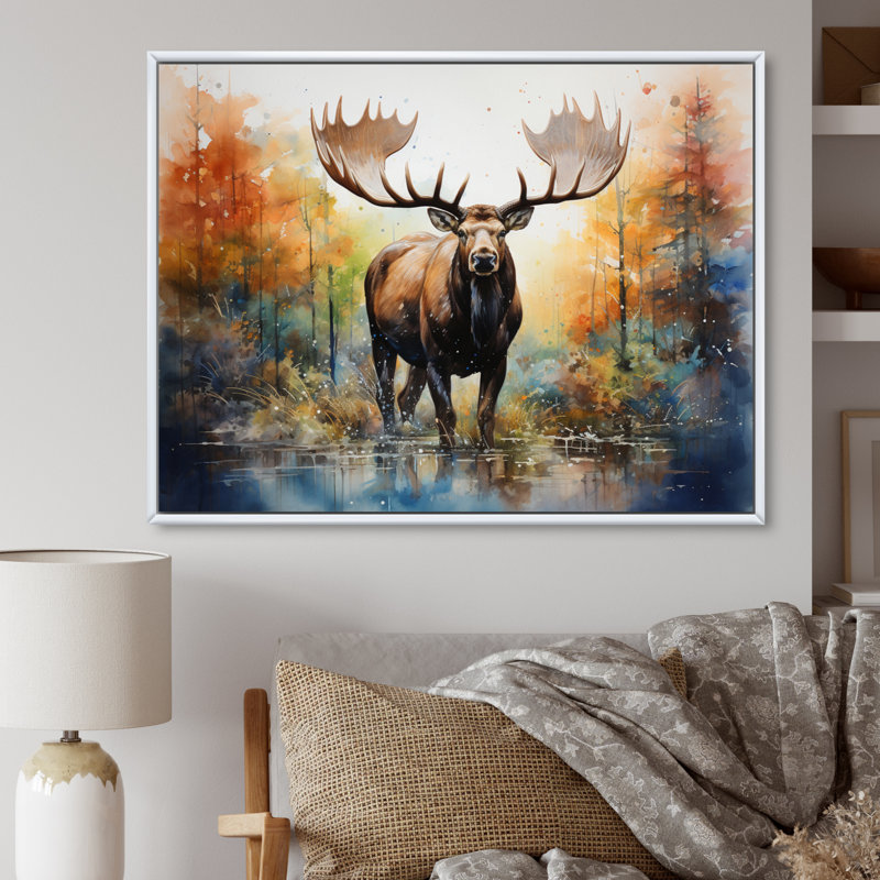 Bernardette Colorful Moose Majestic Pointillism, reproduction d'art sur toile, H 34 po x l 44 po x P 1,5 po