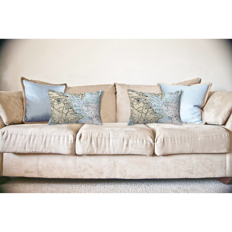 Nautical Map Outdoor Reversible Throw Pillow