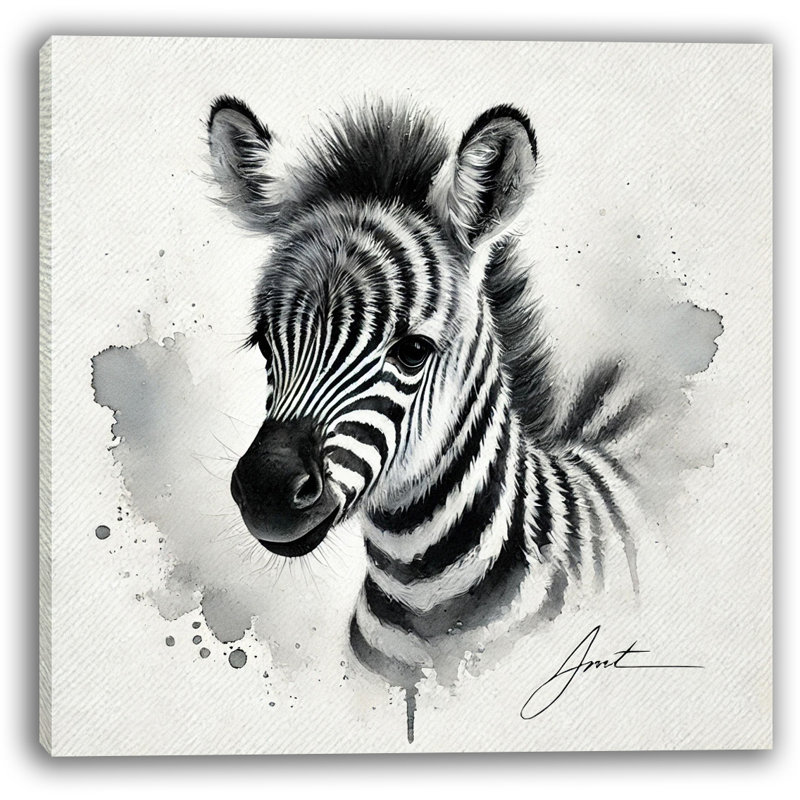 Charmant bébé zèbre, aquarelle sur toile, H 20 po x l 30 po
