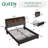 Queen Size Bed with 2 Storage Drawers & Upholstered Headboard, Platform Bed Frame with Led Lights & Charging Station, Black-886229557-886229518