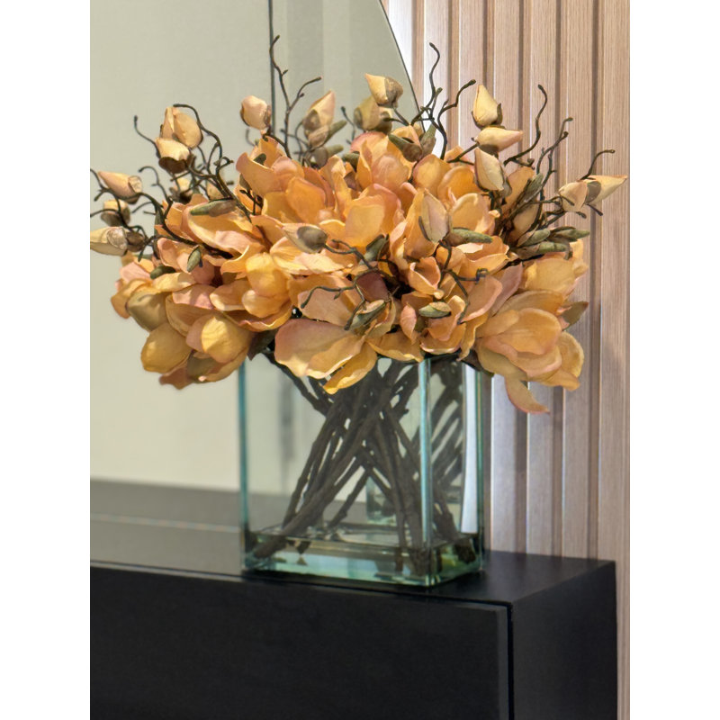 Magnolia Arrangement in Vase, Orange