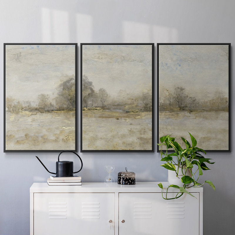 «Late Harvest II», reproduction sur toile 3 pièces, H 40 po x l 78 po x P 2 po, Noir
