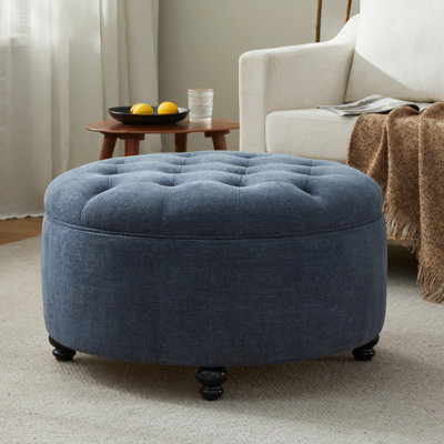 Daquasha 30" Wide Tufted Round Cocktail with Storage
