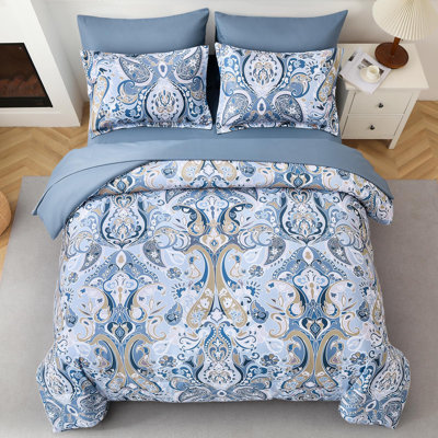 7-Piece Boho Paisley Comforter Set Soft Microfiber Bedding