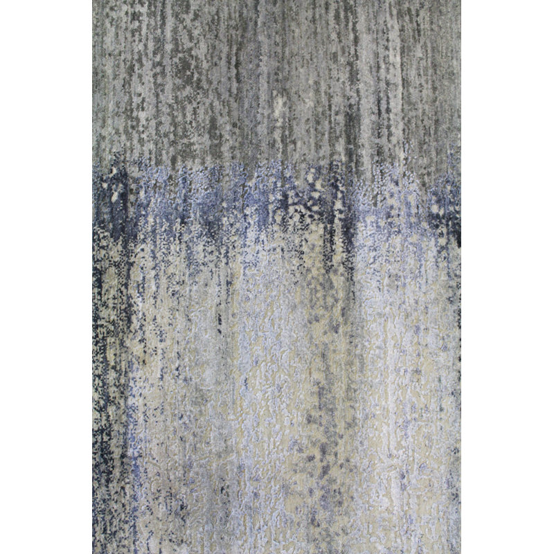 Tapis vert nouvel âge en laine tissé à la main de conception unique 9 pi x 12 pi