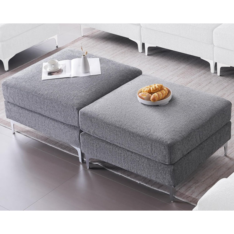 Canapé modulaire Cheresa, canapé-lit, repose-pieds double, canapé modulaire convertible Cheresa, Gris chenille