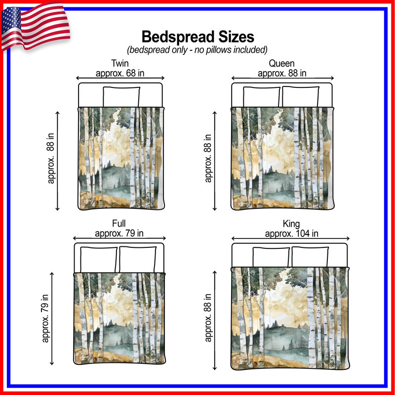 Birch Tree Forest Landscape Bedding Forest Bedspread Nature, Full / Double