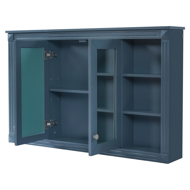 Armoire de toilette avec miroir 47 po, Bleu
