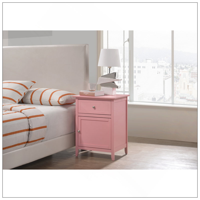 Table de chevet élégante avec tiroir et porte simple, parfaite pour le rangement et l'organisation de la chambre à coucher.
