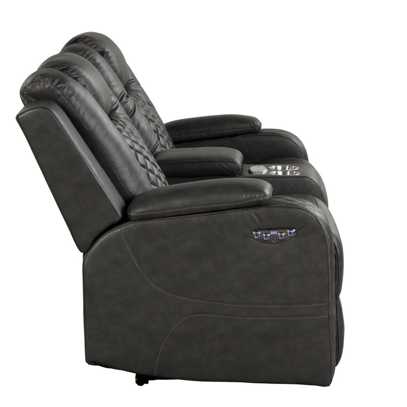 Causeuse inclinable électrique en similicuir Benz, Gris