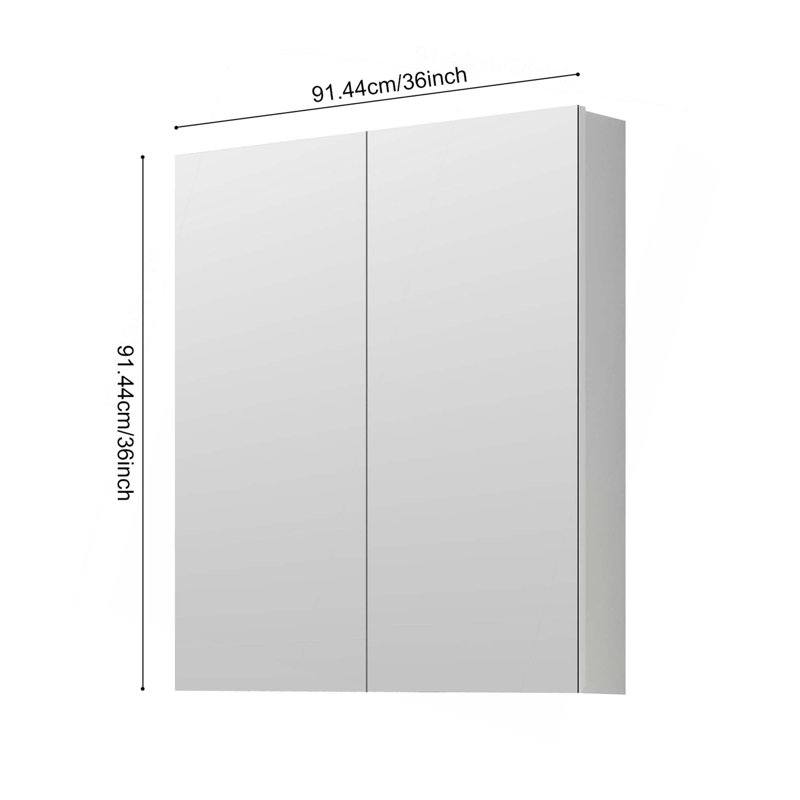 Pharmacie pour salle de bain avec cadre à miroir biseauté l 48 po x H 36 po, 36"