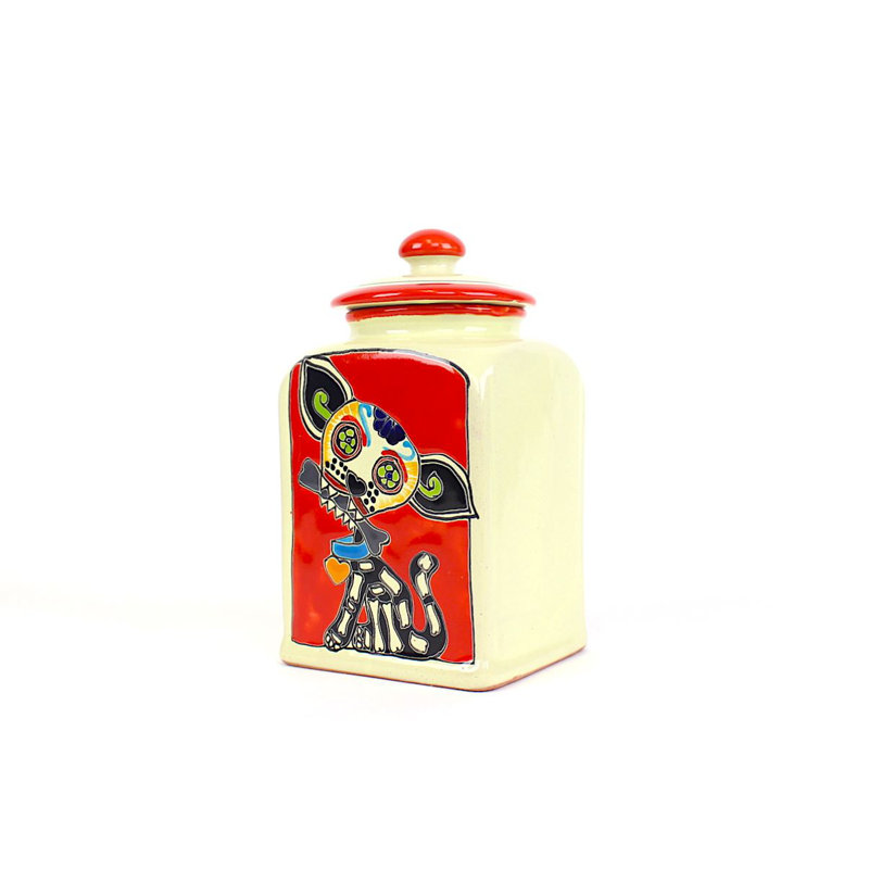 Pot à friandises en céramique Muertos Doggie, 3 lb, Rouge