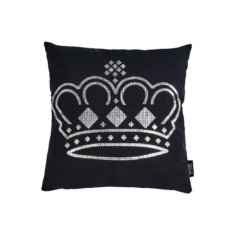 Crown Geometric Square Throw Cushion, Silver