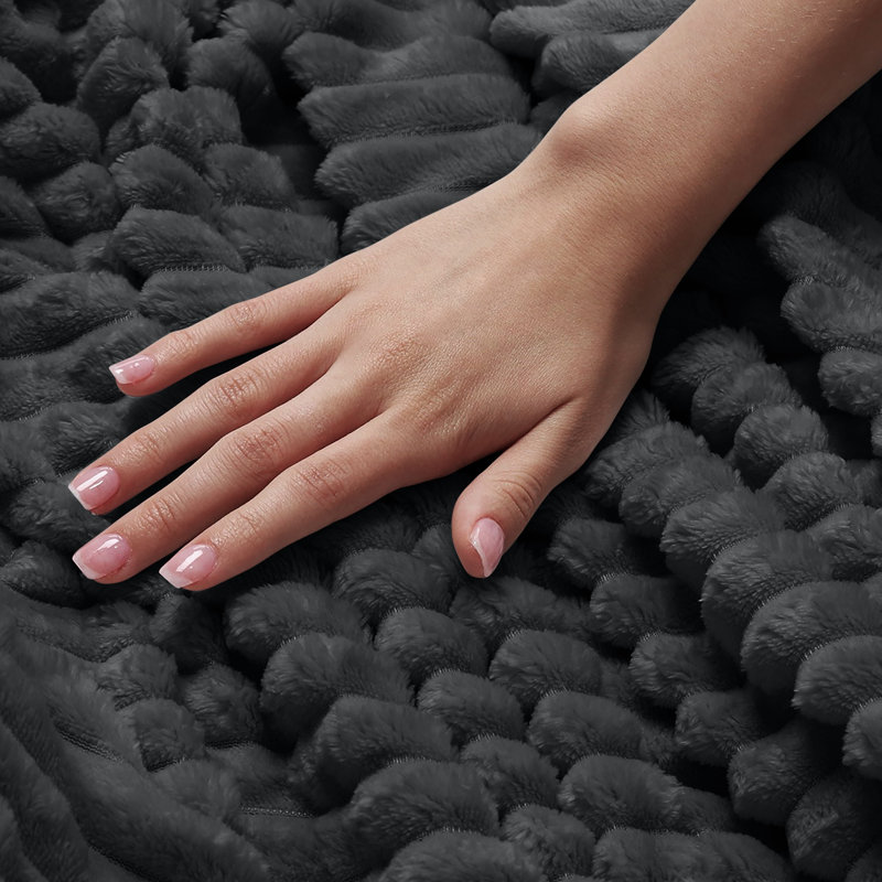 Thermal Supersoft Snug Cord Throw Blanket, Charcoal
