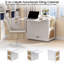 Classeur convertible 3-en-1 - rabattable avec double abattant, 4 tiroirs et prise intégrée, espace de travail de rangement multifonctionnel pour bureau à domicile, rotin blanc-124836804