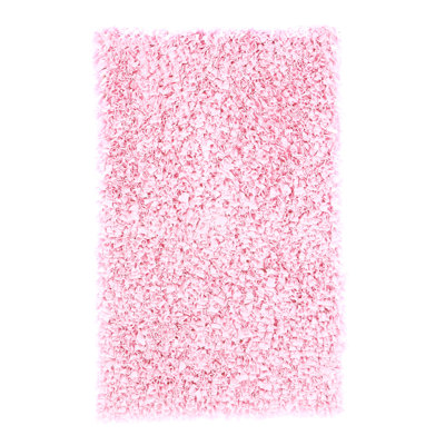 Tapis à poils longs rose en coton