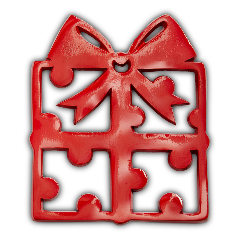 Christmas Present Trivet Red Metal