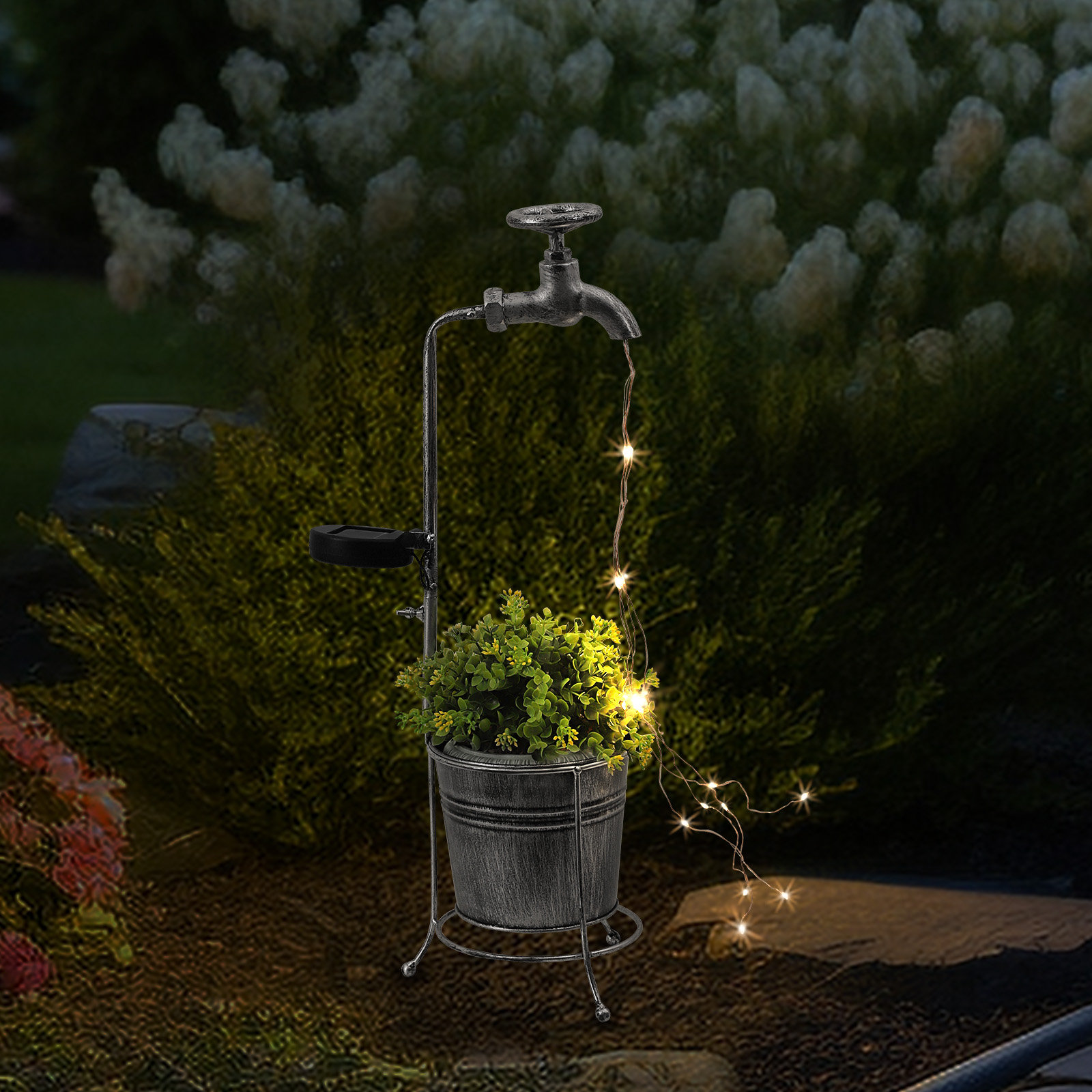 Dundee Deco Solar Faucet Garden Stake with Bucket | Wayfair