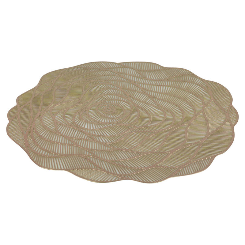 Essendon No Pattern Placemat And Coaster Set, Gold