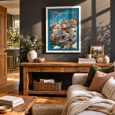 Greek Island Village Modern - Framed Print