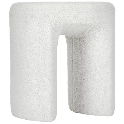 Tabouret d'appoint rembourré Lejin Teddy, repose-pieds moderne à deux pieds crème, 18 po