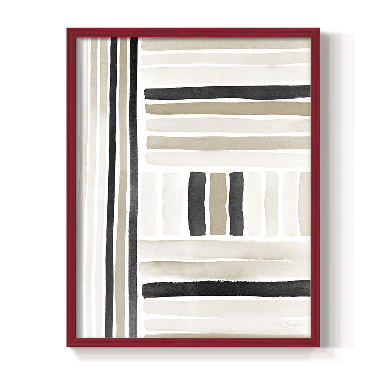«Neutral Lines II», reproduction encadrée - bois massif, Rouge, H 10 po x l 8 po