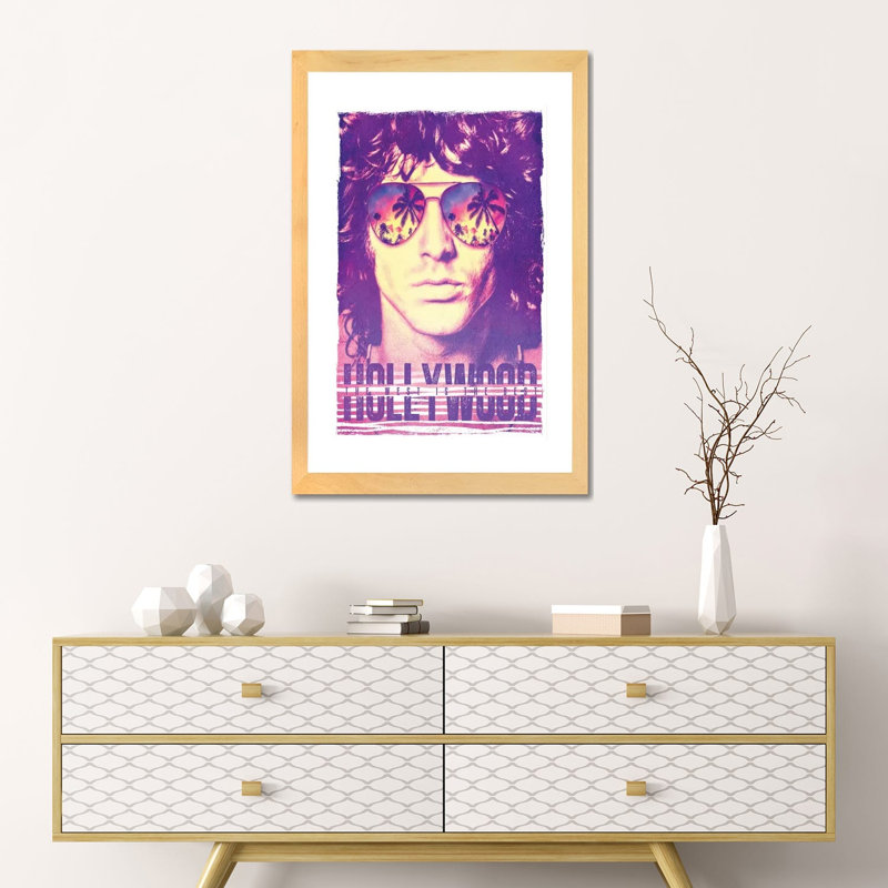 Jim Morrison, Hollywood Life - Publicité imprimée, Aucun mat, H 26 po x l 18 po x 1,5 po, Toile avec cadre noir patiné