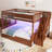 Full XL over Queen Bunk Bed with Storage Shelves and Staircase,Trundle and LED Light,Walnut-2074409969