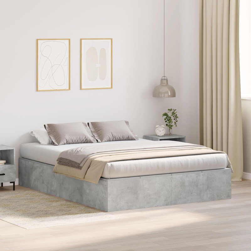 Storage Bed Frame, 160 x 200 cm, Concrete Grey
