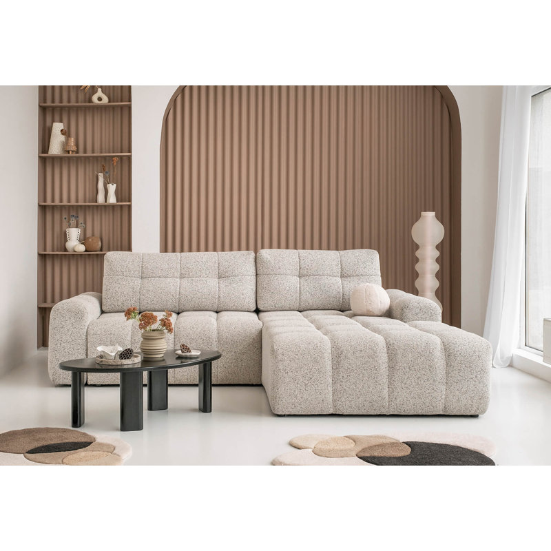 Sofa Bed, 94cm H x 268cm W x 184cm D, Right -sided, Light gray