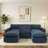 100" Chenille Sectional Couch With Two Ottomans-259962185
