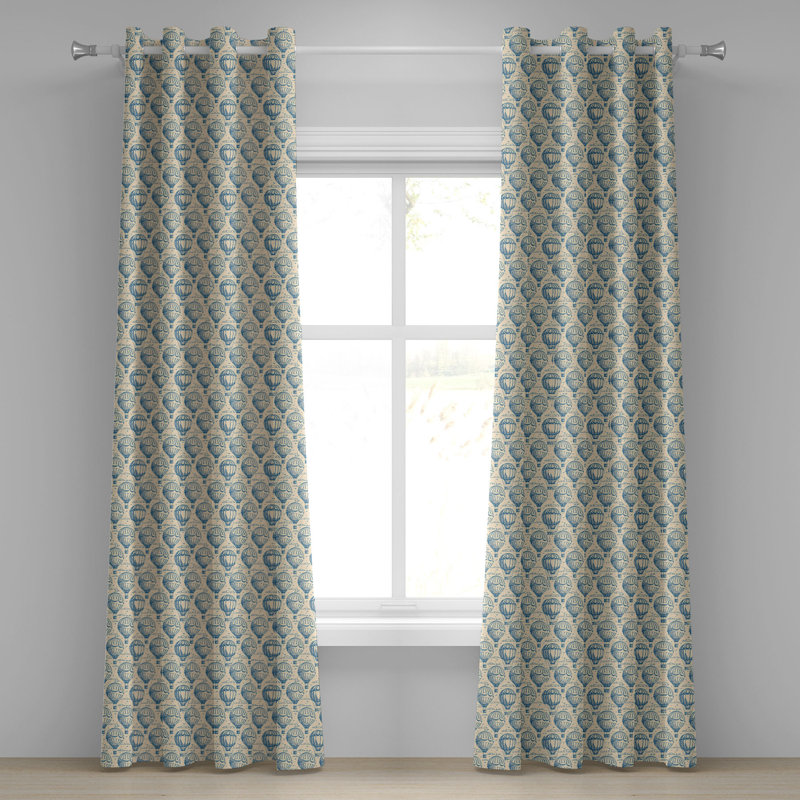 Rideau à œillets décoratif à 2 panneaux Latitude Beige bleu 50 po x 72 po, bleu marine et beige, L 50 po x L 108 po