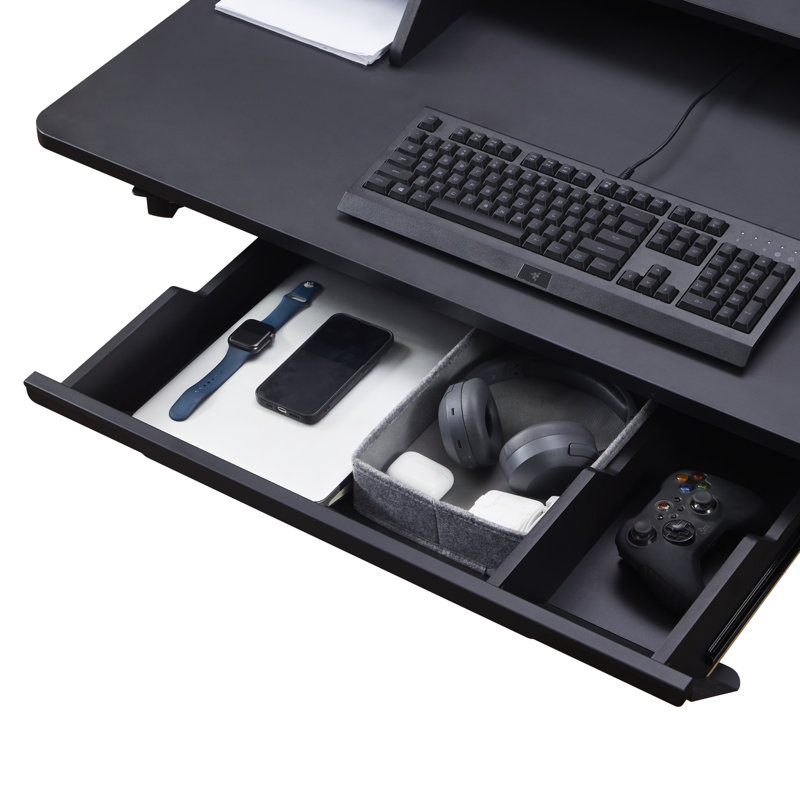 Alburga 10cm H x 135.9cm W K3141 Standing Desk Accessory Set, Black