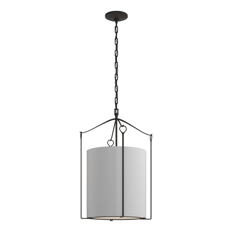 Luminaire suspendu cylindrique 3 lumières Bow, Noir, Graine de lin