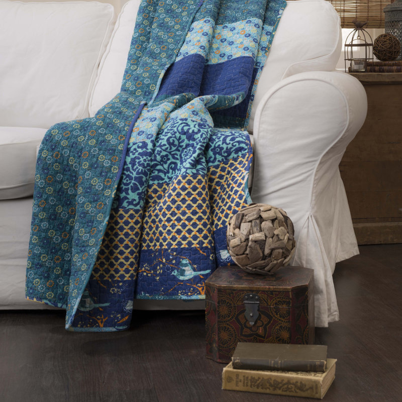 Royal Empire Blue Cotton Reversible Throw Blanket