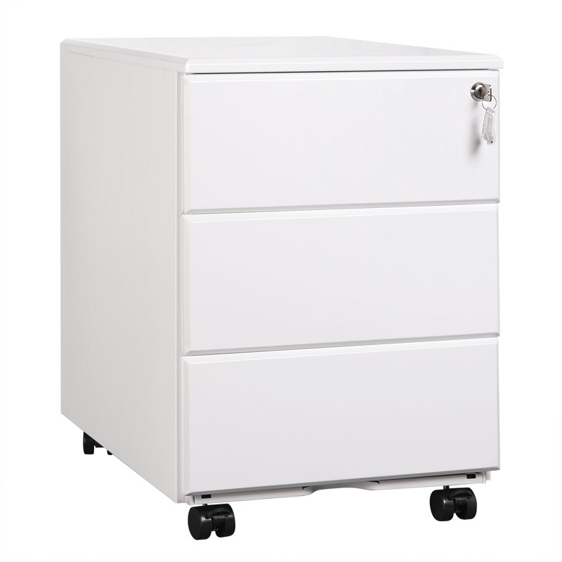 Geeske 39cm Wide 3 -Drawer Mobile Steel File Cabinet