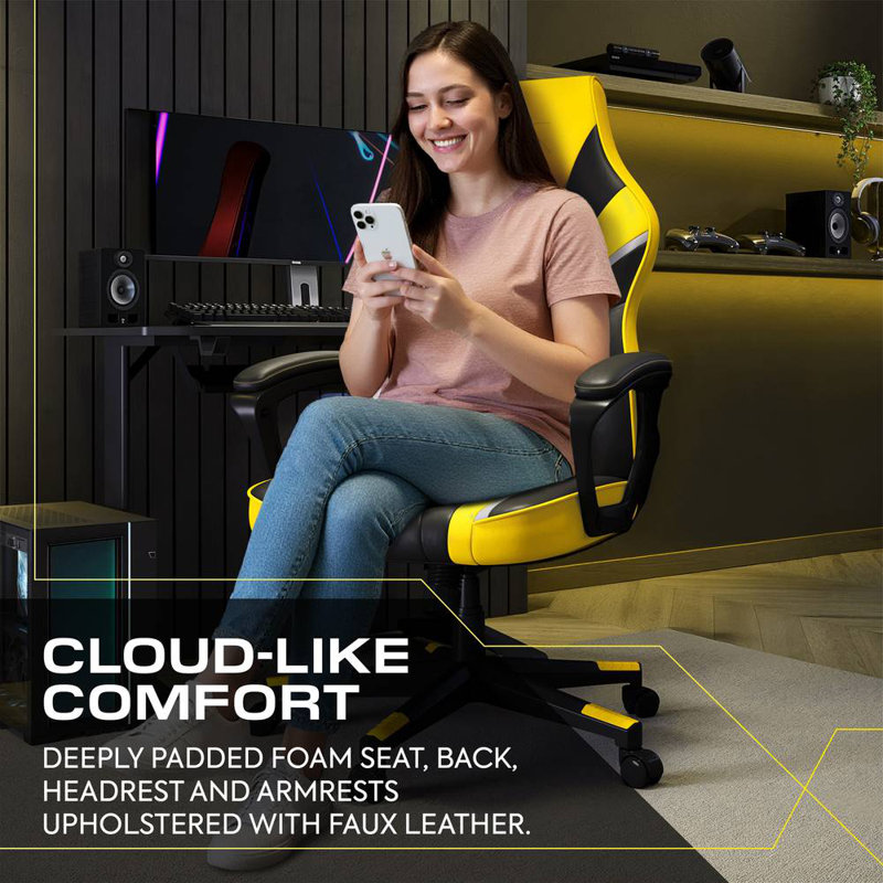 Tempest Ergonomic PC Office Gaming Chair, Yellow/Black