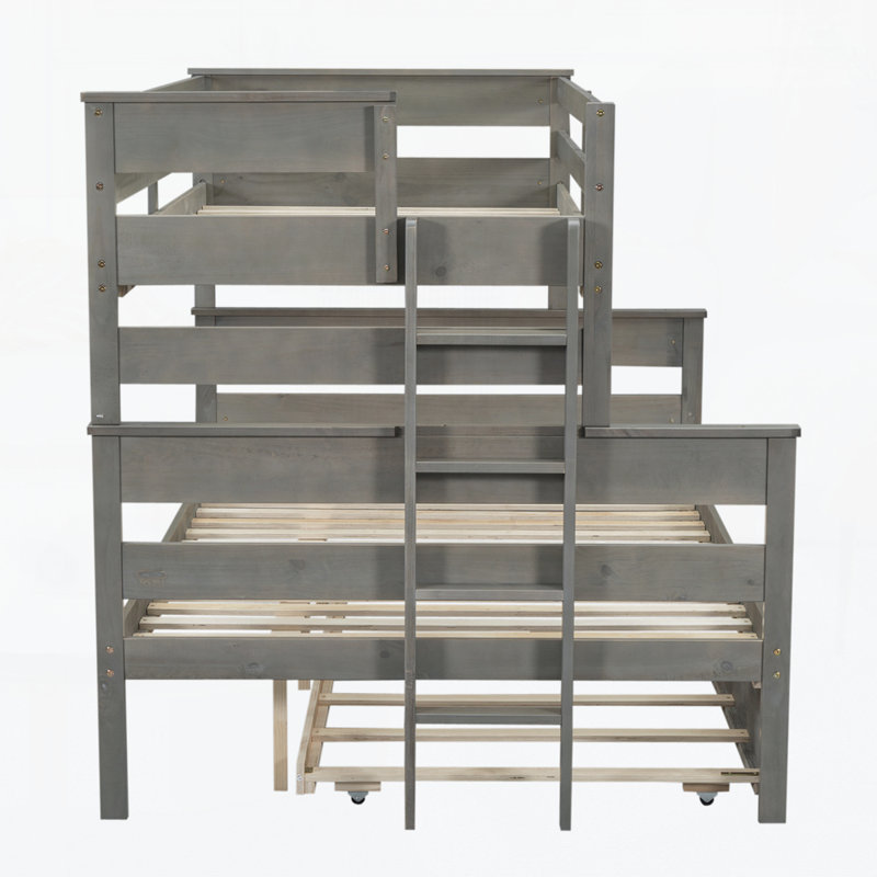 Lit en bois avec lit gigogne, Gris