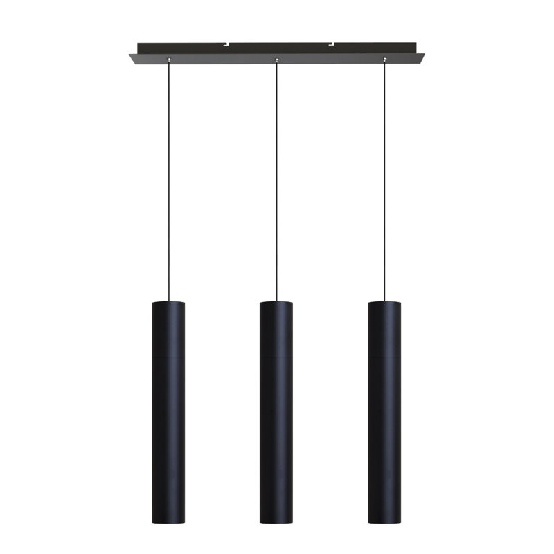 Luminaire suspendu linéaire à 3 lumières pour îlot de cuisine Chambery, Noir