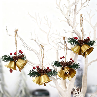 Christmas Tree Bell Ornaments, 8-Pack Red Metal Bells With Double Opening, Rust-Proof Christmas Decorations For Xmas Tree Home Festival Decor