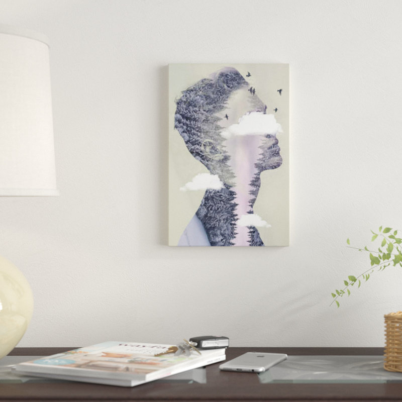 « double exposition capillaire iii », impression sur toile, H 12 po x l 8 po x P 0,75 po, Toile tendue, Pas de tapis